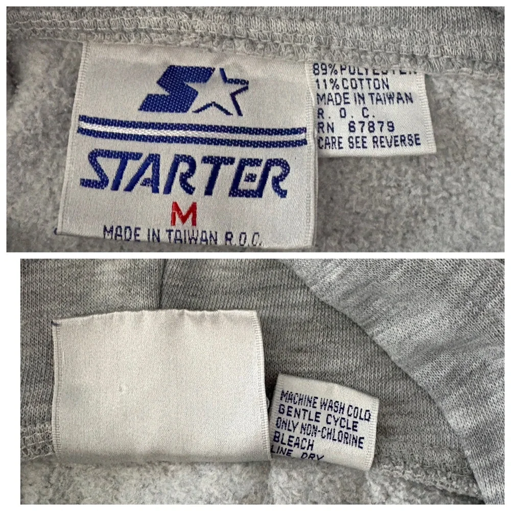 Vintage 90s Starter Penn State Embroidered Hoodie Sweatshirt Grey size Medium